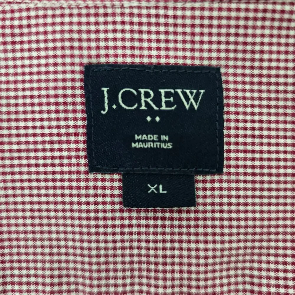 J. Crew Shirt Men XL Micro / Mini Red Gingham Check Long Sleeve Button down